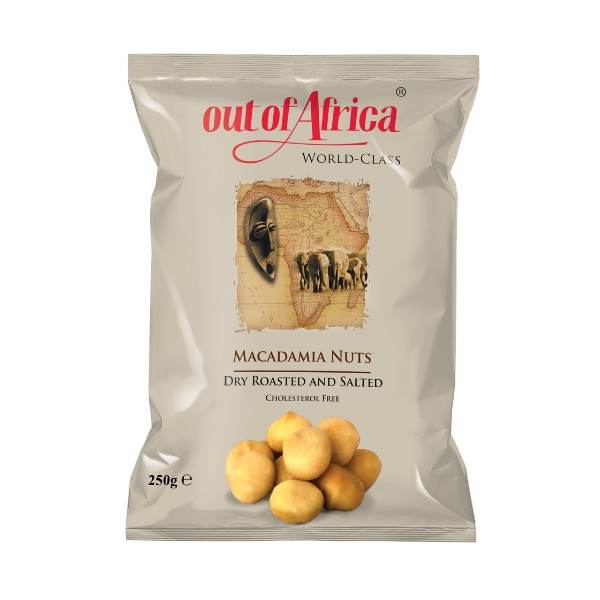 Macadamia Nuts Cholesterol Free Dry Roasted And Salted 250g -Out Of Africa